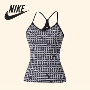 Nike Dri-FIT Women’s Athletic Tank Built-In Bra Black White Geometric Size Med